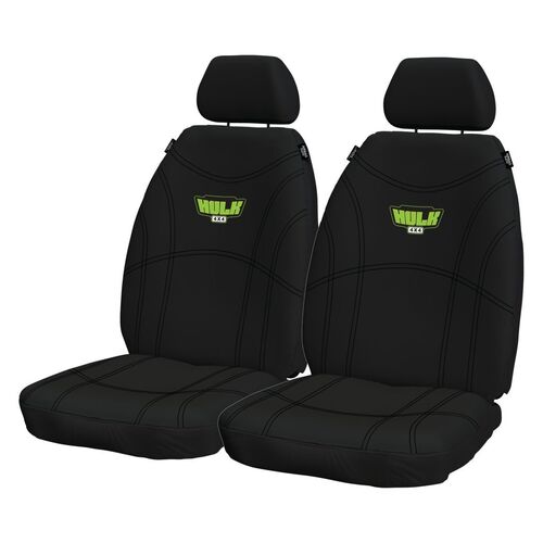 Universal Neoprene Front Seat Covers Black/Green Stitch