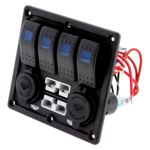 HULK 4x4 4-Way Switch Panel w/ 50A Plugs Accessory Power Socket & Dual USB