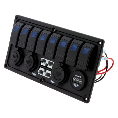 8 Way Switch Panel With 50A Plugs ACC Power Socket & Usb