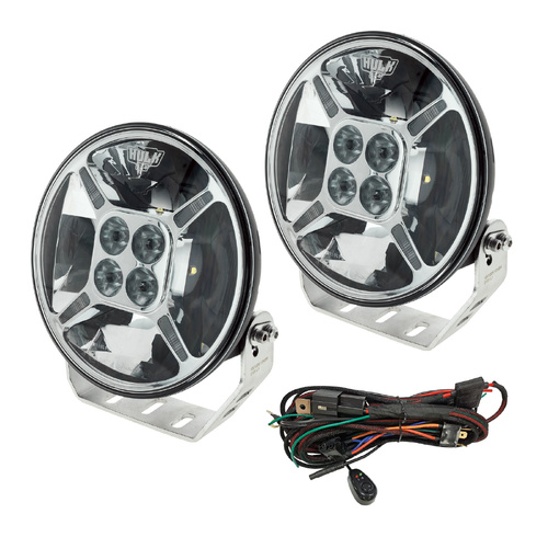 HULK4X4 LED Driving Light Kit | 7 inch Round | Chrome Fascia