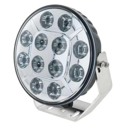 7" LED DRIVING LIGHT FLOOD/SPOT BEAM 28Deg 9-36V 60Watt CHROME 12 LEDs 5,400 Lumens 