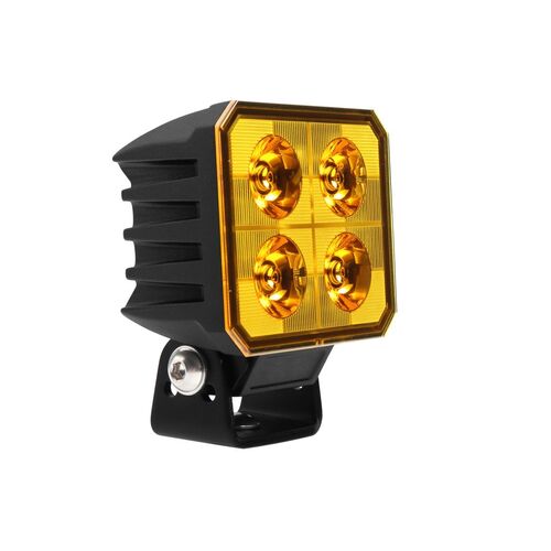 LED Square Flood Beam Amber Worklamp 60 Deg 4 LED's 2,660 Lumens