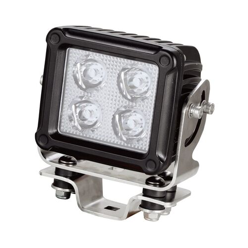 LED SQUARE WORKLAMP SPOT BEAM 9 - 36V 60W 4 LED's BLACK HSNG 6,380 Lumens IP69K 