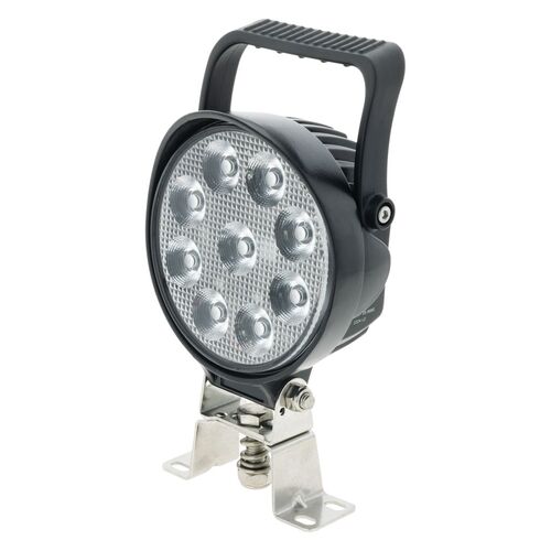 LED Round Spot Beam Worklamp w/ Handle & Switch Black Housing